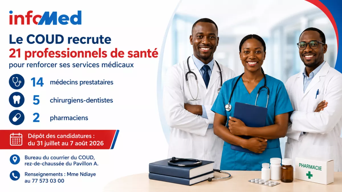 Le COUD recrute 21 professionnels de santé pour renforcer ses services médicaux